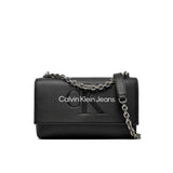 Black Synthetic Leather Handbag