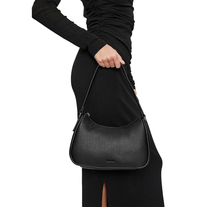 Black Synthetic Leather Handbag