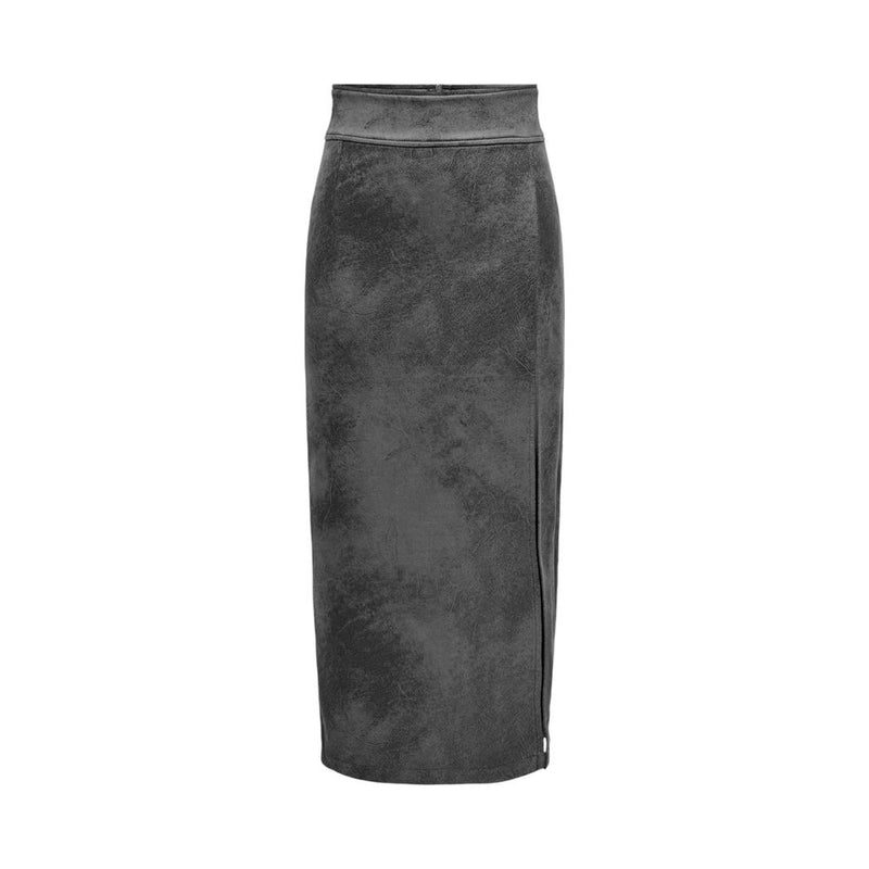 Gray Synthetic Leather Skirt