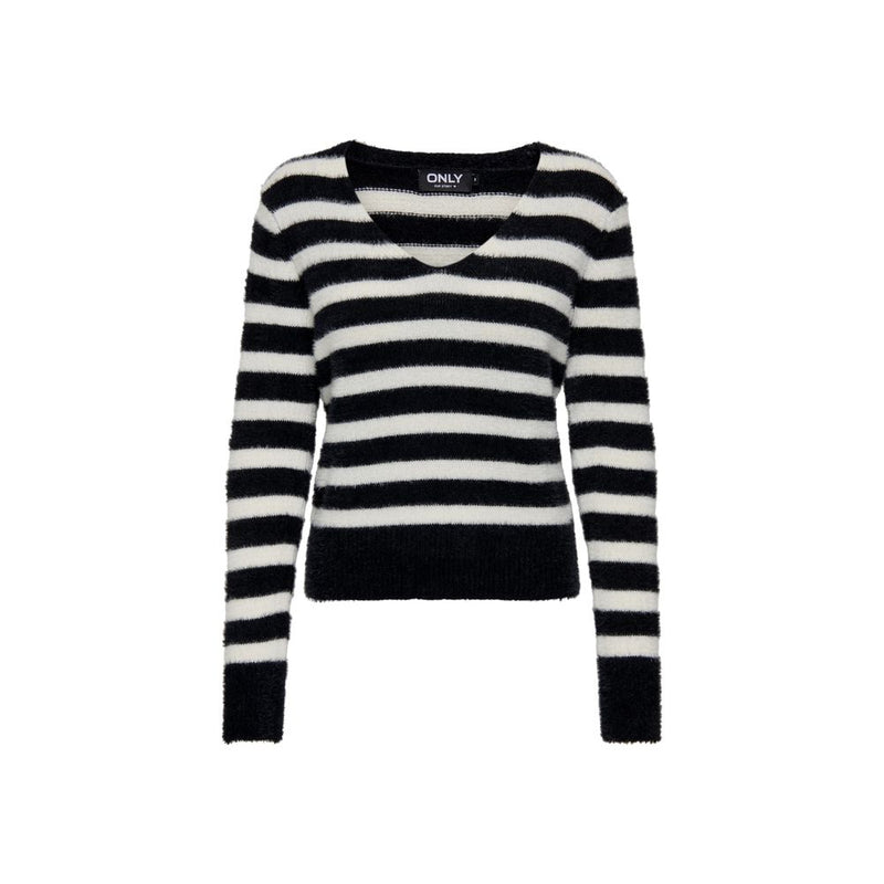 Black And White Polyester Sweater