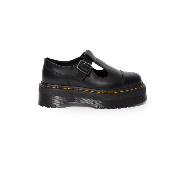 Black Leather Flat Shoe