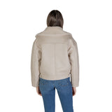 Beige Synthetic Leather Jackets & Coat