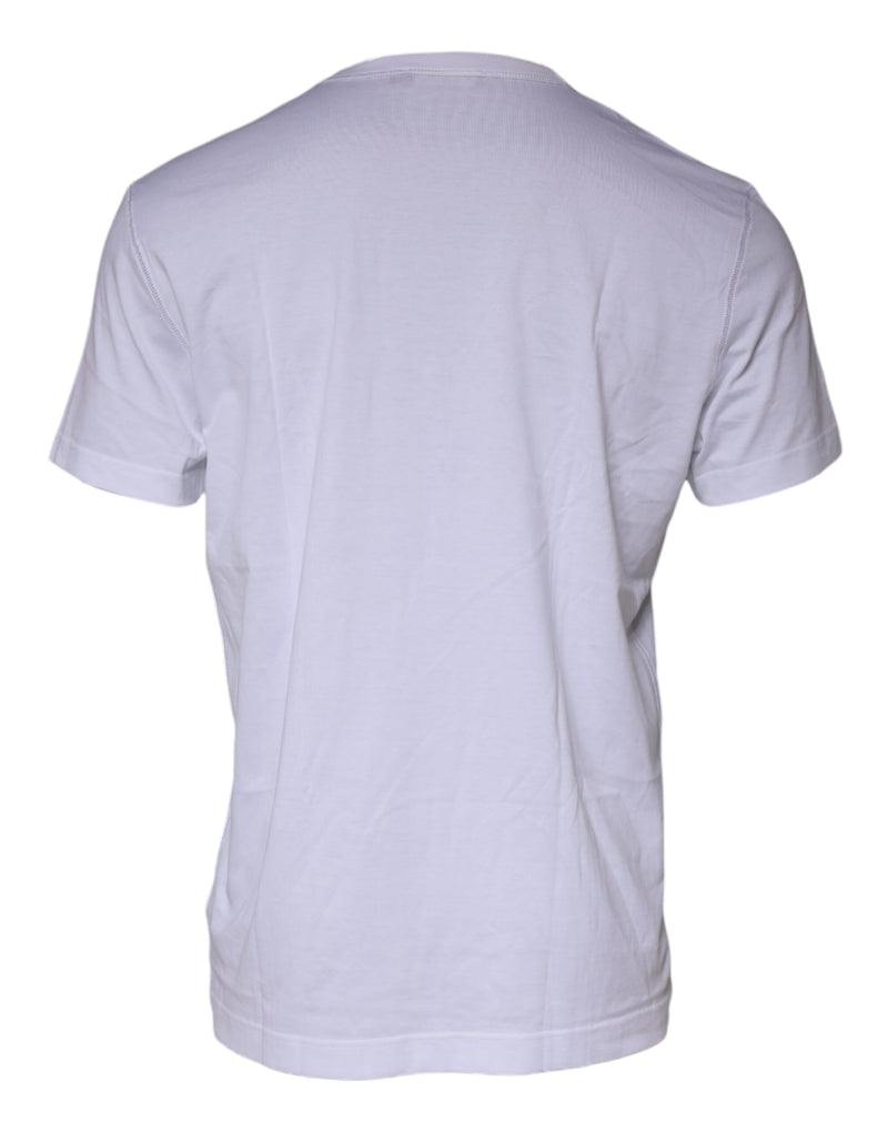 White Cotton Round Neck Short Sleeve T-shirt