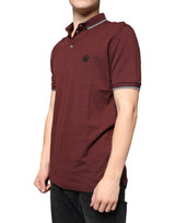 Maroon Crown Embroidery Collared Polo T-shirt