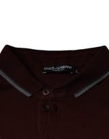 Maroon Crown Embroidery Collared Polo T-shirt