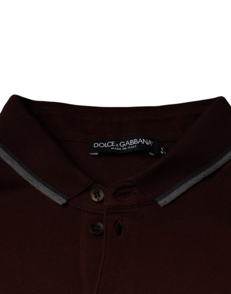 Maroon Crown Embroidery Collared Polo T-shirt