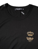 Black Bee Crown Cotton Crew Neck T-shirt