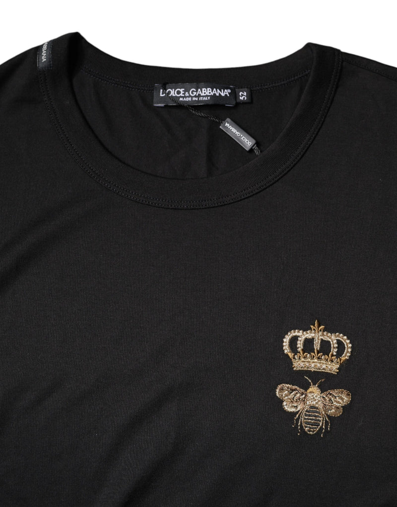 Black Bee Crown Cotton Crew Neck T-shirt