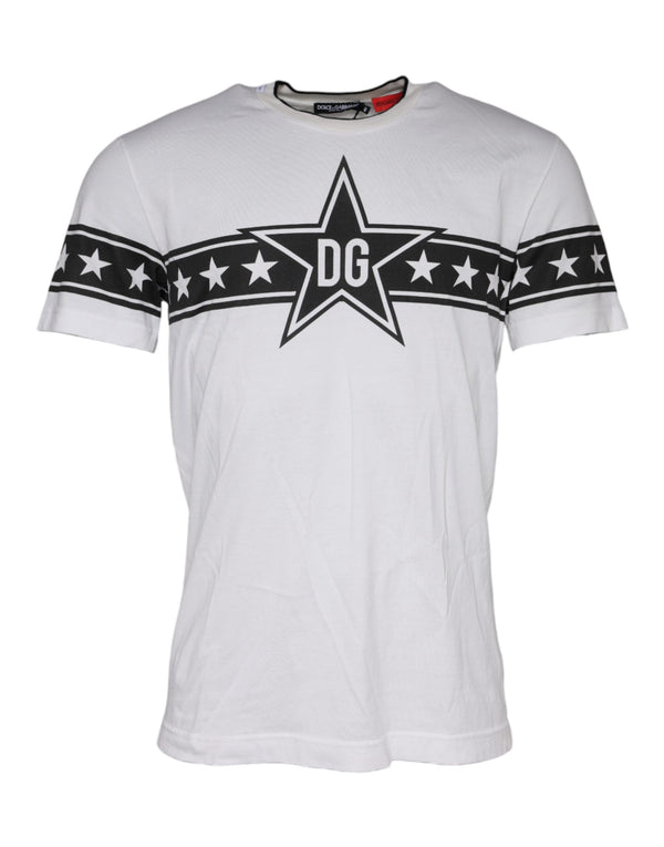 White DG Stars Print Cotton T-shirt