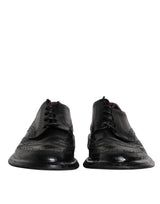 Black Leather Derby Wingtip Formal Shoes