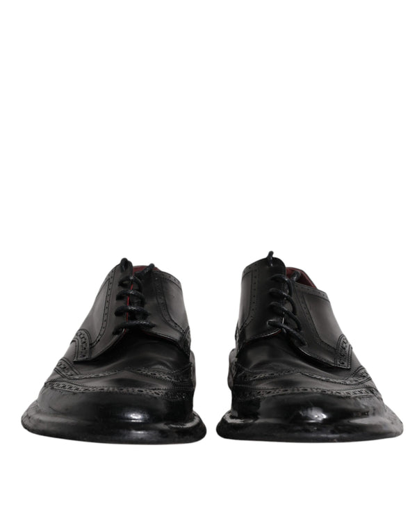 Black Leather Derby Wingtip Formal Shoes