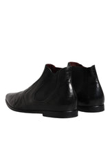 Black Leather Chelsea Men Ankle Boots Shoes