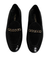 Black Exotic Leather Loafers Men Dress Shoes