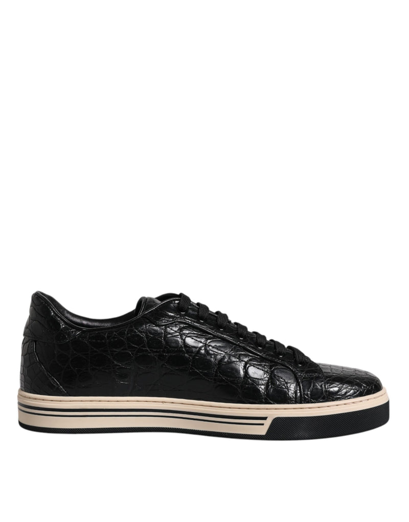 Black Leather Low Top Men Sneakers Shoes