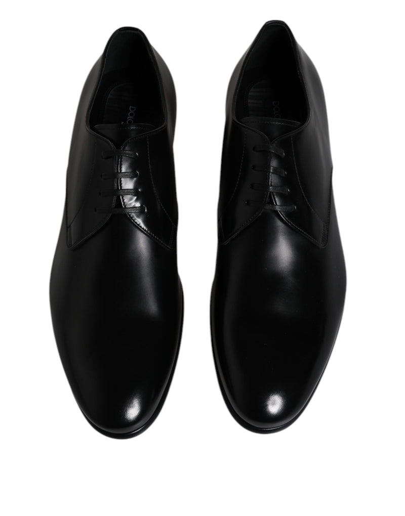 Black Leather Lace Up Men Derby Formal Shoes