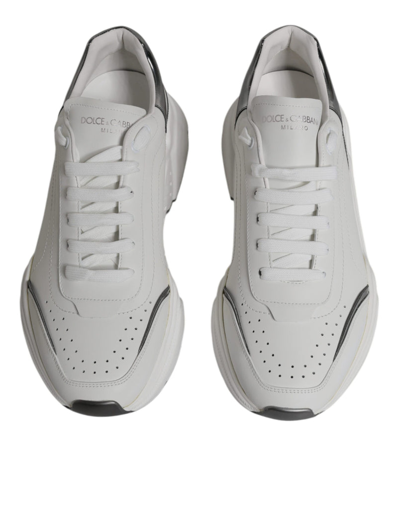 White Silver DAYMASTER Leather Sneakers Shoes