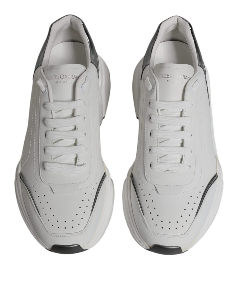 White Silver DAYMASTER Leather Sneakers Shoes