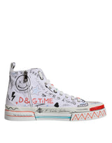 White Cotton Graffiti High Top Sneaker Shoes