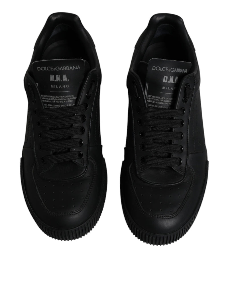 Black Miami Leather Low Top Sneakers Shoes