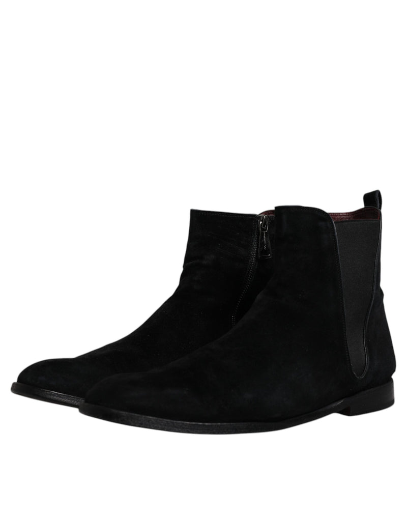 Black Velvet Chelsea Ankle Boots Shoes