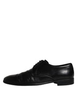 Black Leather Lace Up Men Derby Formal Shoes