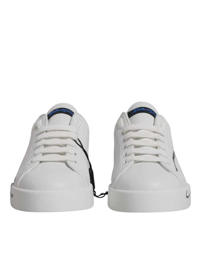 White Blue Portofino Low Top Sneakers Shoes