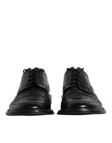 Black Leather Derby Wingtip Formal Shoes