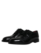 Black Leather Derby Wingtip Formal Shoes