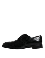 Black Leather Derby Wingtip Formal Shoes