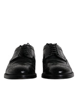 Black Leather Derby Wingtip Formal Shoes