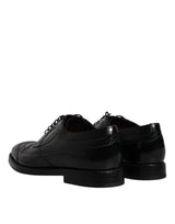 Black Leather Derby Wingtip Formal Shoes