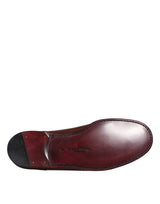 Brown Leather Logo Slip On Men Loafers Shoes