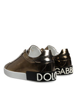 Gold Leather Logo Portofino Men Sneaker Shoes