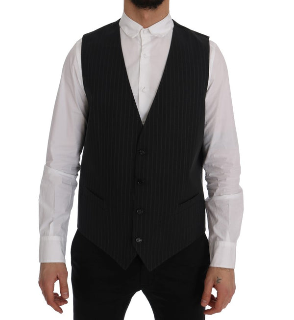 Gilet de gilet pour hommes à rayures gris élégant