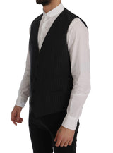 Gilet de gilet pour hommes à rayures gris élégant