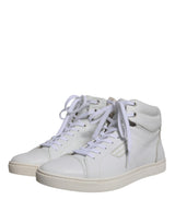 White Leather Mid Top Men Sneakers Shoes