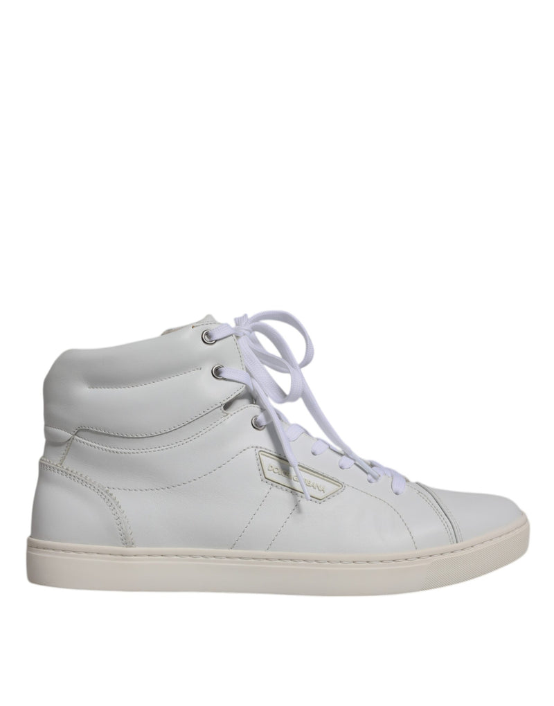 White Leather Mid Top Men Sneakers Shoes