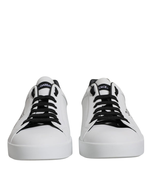 White Leather Logo Portofino Sneakers Shoes