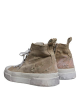 Beige White Canvas High Top Sneakers Shoes