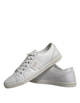 White Logo Leather Low Top Men Sneakers Shoes