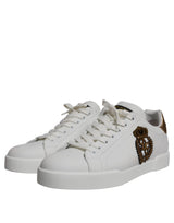 White Leather DG Logo Casual Low Top Sneakers Shoes