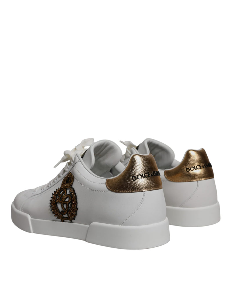 White Leather DG Logo Casual Low Top Sneakers Shoes