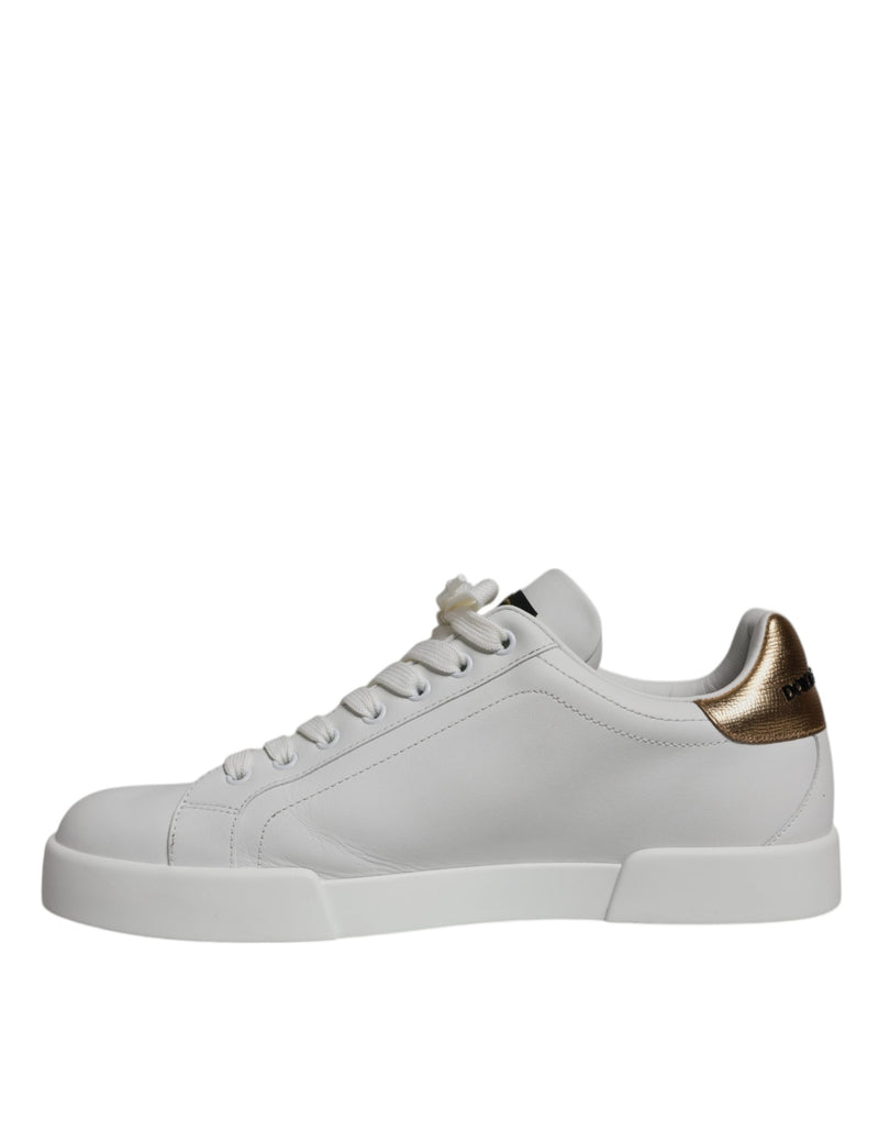 White Leather DG Logo Casual Low Top Sneakers Shoes