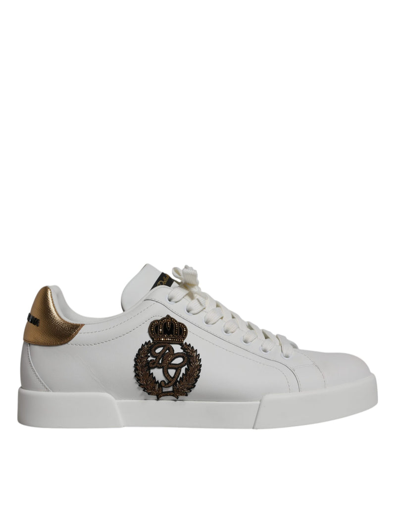 White Leather DG Logo Casual Low Top Sneakers Shoes