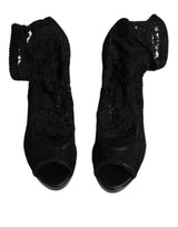 Black Stretch Taormina Lace Boots Shoes