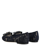 Blue Taormina Lace Crystals Flats Shoes