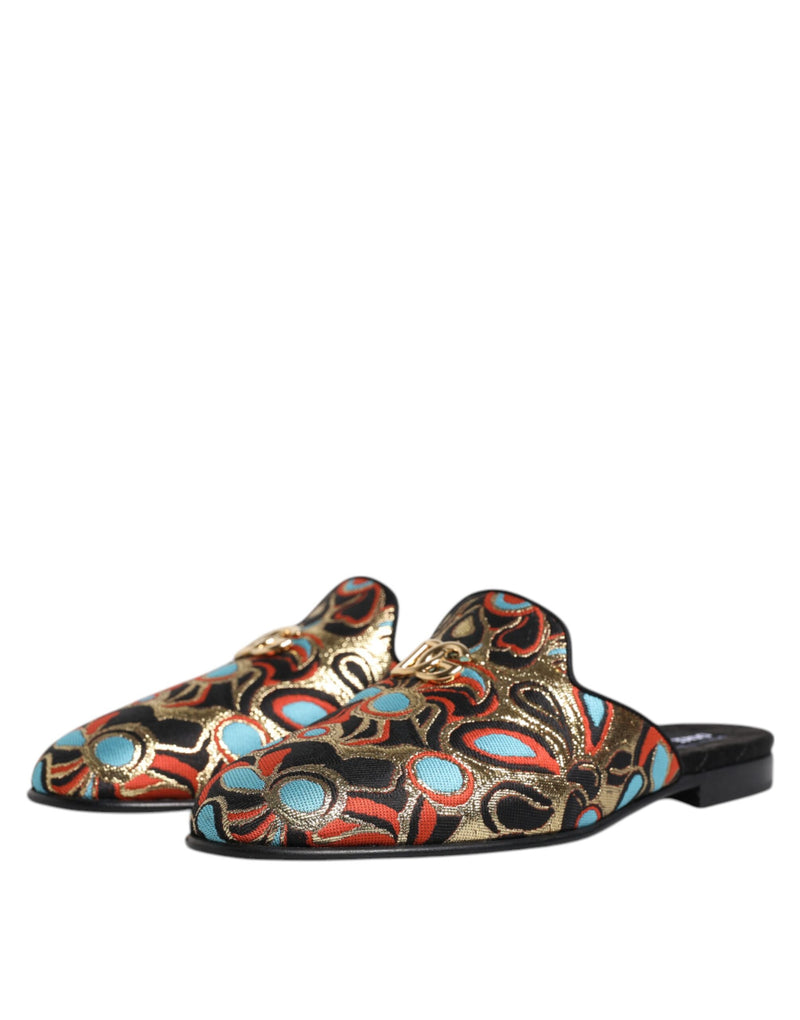 Multicolor Jacquard Logo Flat Sandals Shoes