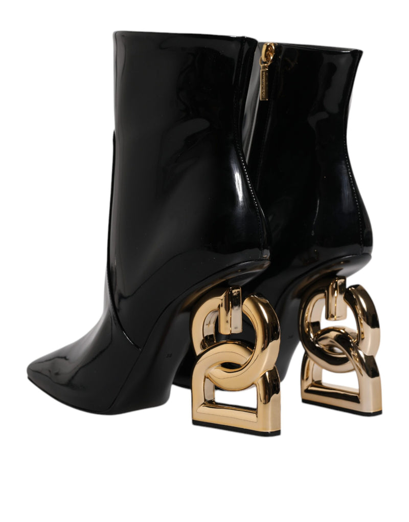 Black Jackie Leather Mid Calf Boots Shoes