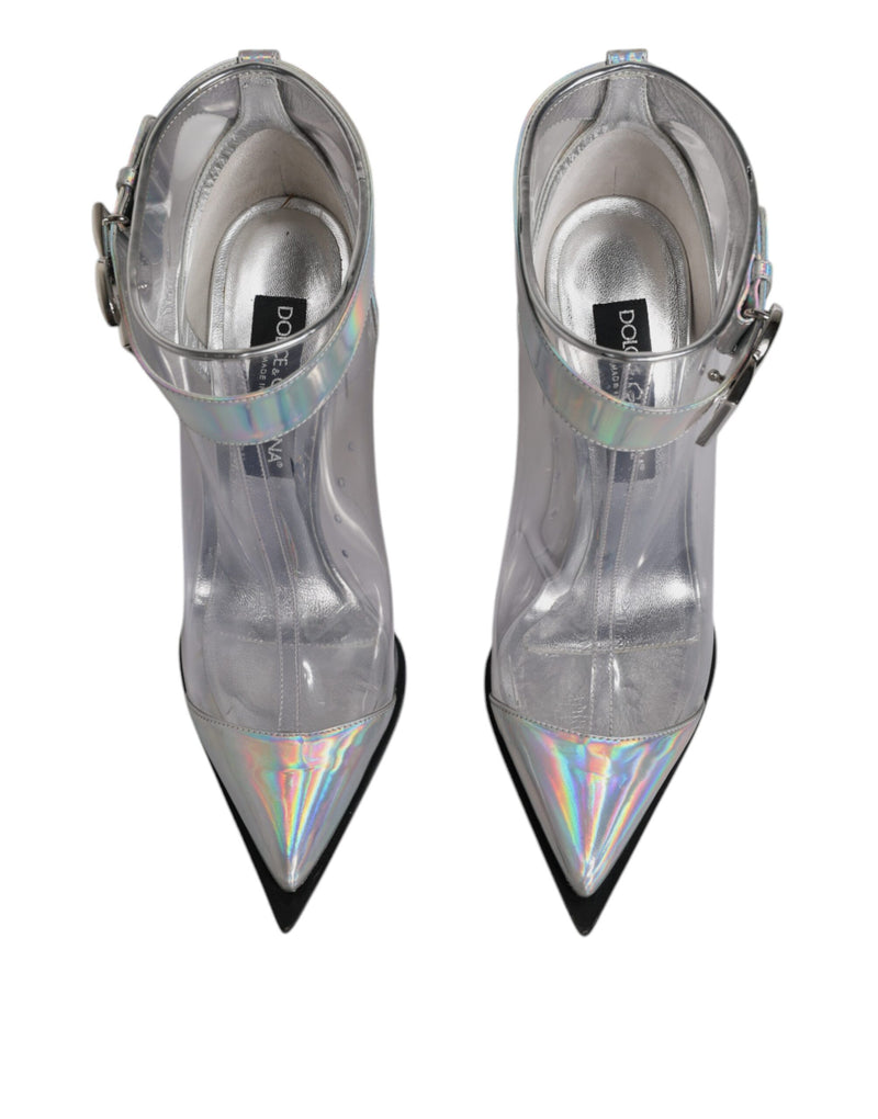 Silver Iridescent Pointed Short Boots Shoes