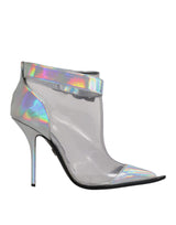 Silver Iridescent Pointed Short Boots Shoes